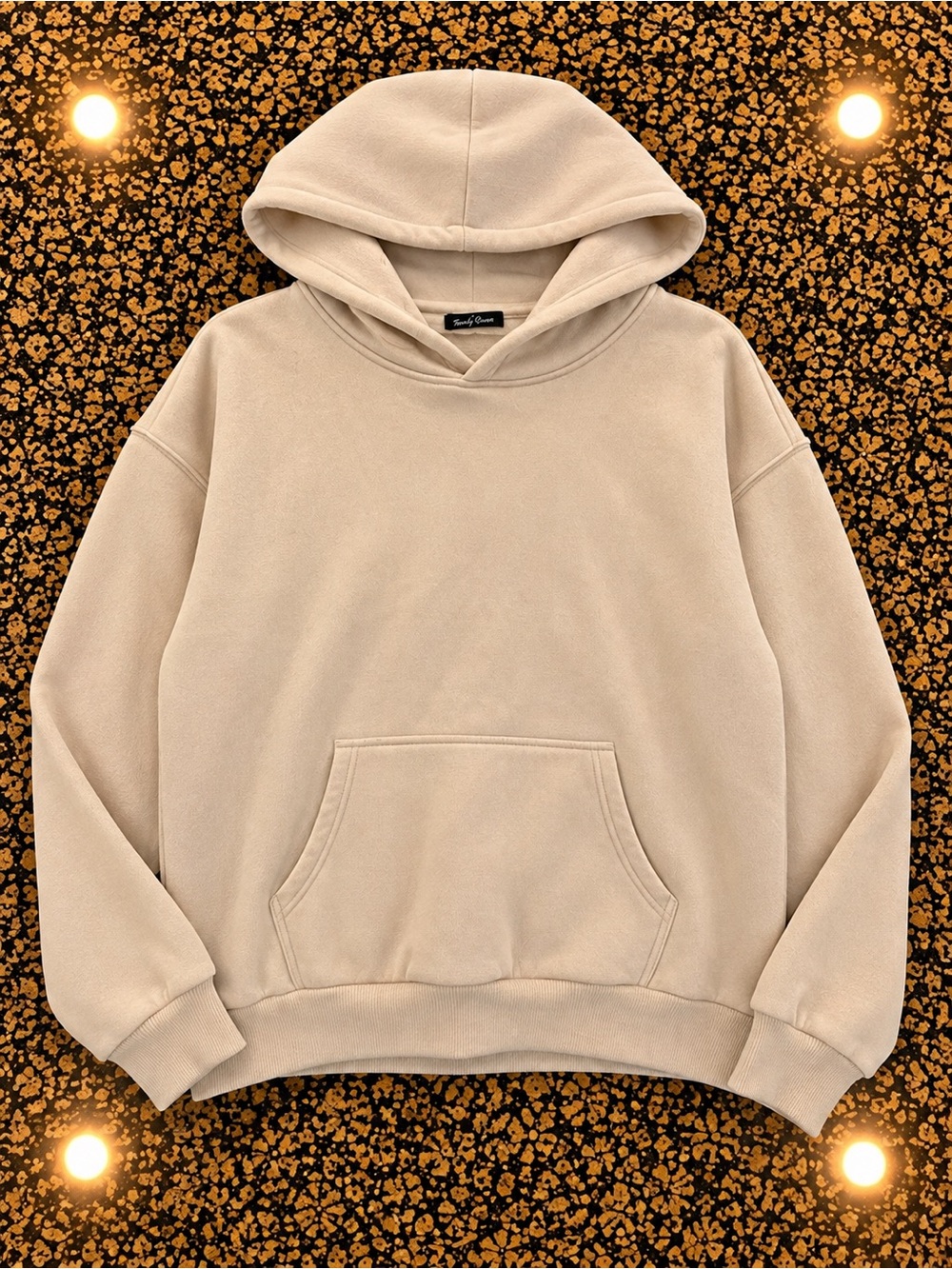 Women's Cream Pullover Hoodie with Kangaroo Pocket